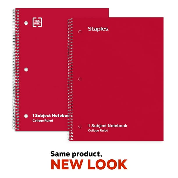 TRU RED 1Subject Notebook 8" x 10.5" College Ruled 70 Sheets Assorted