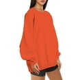 thumbnail image 3 of Fesfesfes Fashion Tops Sweatshirt for Women Long Sleeve Round Neck Loose Sweatshirt Solid Blouse Tops Clearance, 3 of 6