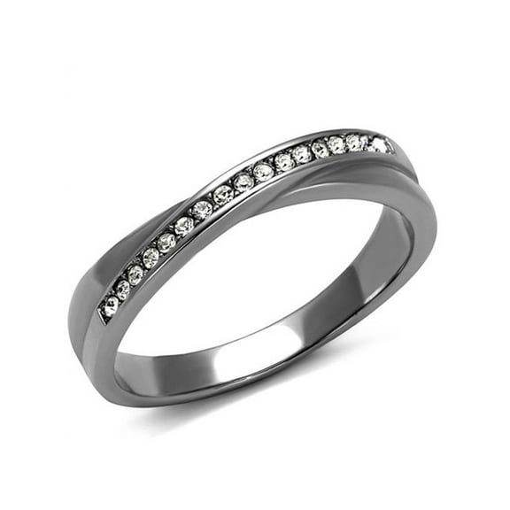 High Polished Stainless Steel Top Grade Crystal Fashion Ring Women's Size 6