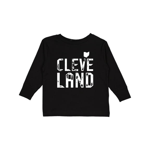 Inktastic Cleveland, Ohio Distressed Font Boys or Girls Long Sleeve Toddler T-Shirt