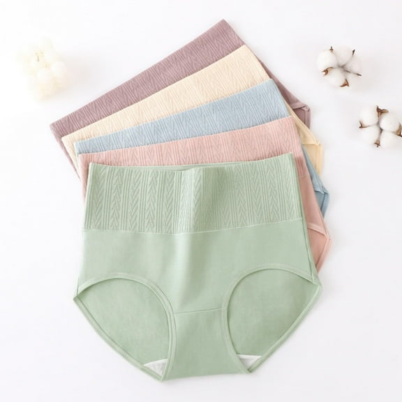 5-Pack Cotton High Waisted Briefs, Tummy Control, Multiple Colors, Free Shipping