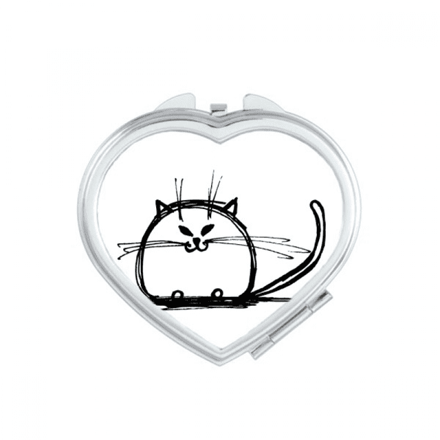 Curly Heavy Cat Sle Sit Line Heart Mirror Travel Magnification Portable Handheld Pocket Makeup