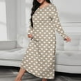 thumbnail image 2 of Taqqpue Women Long Nightgowns Casual Printed Crew Neck Long Sleeve Sleepwear Pajamas Loose Fit Plus Size Sleepshirts Home Dress for Women, 2 of 6