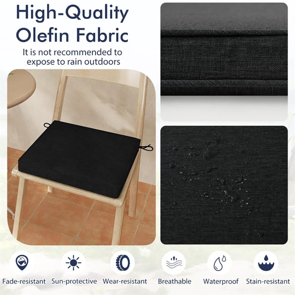Resenkos Patio Chair Cushions, Outdoor Chair Pads,Outdoor Chair Cushion Set of 2 Waterproof Fade-Resistant Olefin Seat Cushions-Black