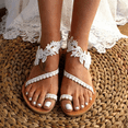 thumbnail image 1 of Rush Women ' s Wedding Flat Sandals White Lace Sandals Beach Sandals Wedding Party Dress White Dress Sandals----White（Size 39） S1728, 1 of 5