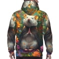 thumbnail image 7 of Honeii Colorful Flower Meditating Hamster Pattern Mens Hoodies Men's Loose Sleeve Sweatshirt,Pullover Hooded Sweatshirt for Men,Essentials Hoodie-Large, 7 of 7