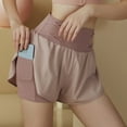 thumbnail image 2 of Women Double Layer Running Shorts High Waisted 2 in 1 for Athletic Tennis Workout Yoga Shorts, 2 of 4
