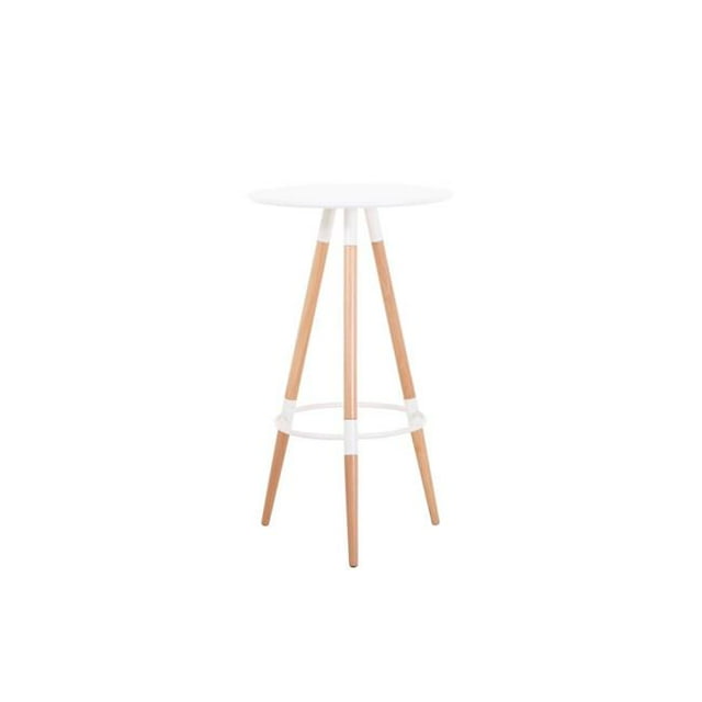Produits de Sièges Commerciaux TR-Bar-Table-WH 14.5 x 14.5 Po Design Minimaliste Mi-Siècle Moderne Table Ronde Blanche Hauteur de Bar