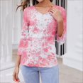 thumbnail image 2 of Up to 65% off! Womens' Fashion 3/4 Sleeve Plus Size Shirts Tops Spring And Summer Print Top Collar Button Sexy Shirt 3/4 Sleeve Long Sleeve V Neck Top/Shirt, 2 of 7
