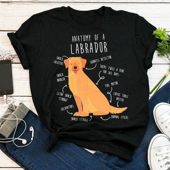 YUHAK Yellow Labrador Retriever Shirt, Women, Men, Dog Lover Gift, Cute Yellow Lab Mom Dad T-shirt, Dog T-shirt, Pet Tee, Dog Anatomy Humor