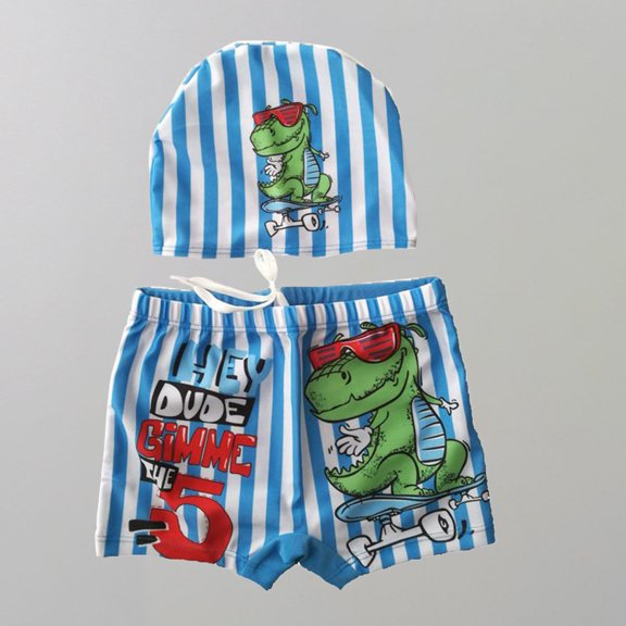 Korean Style Cute Boys Printed Swim Trunks Comfortable Beach Square Leg Swimming Pants Kids Swimwear