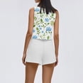 thumbnail image 5 of WTOBBY Women's Summer Floral Print Two Piece Outfit Sleeveless Square Neck Cropped Top and High Waist Shorts Set with Pockets Bodysuit Style for Casual Fashion ,Green L, 5 of 5