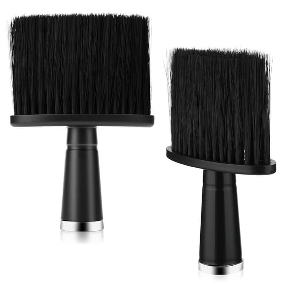 2pcs Professional Soft Neck Face Duster Brush Barber Hair Clean Hairbrush Beard Brush Salon Cutting Hairdressing Styling Tool（2pcs plastic handle）