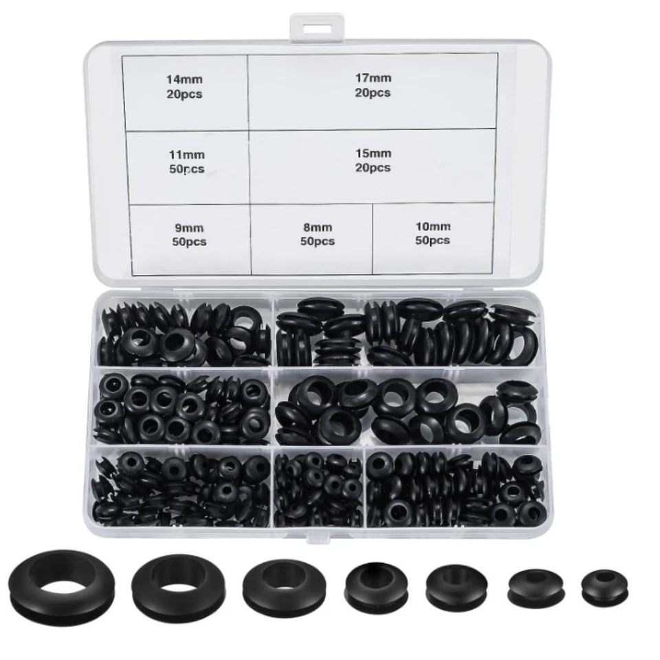 CIRCLE- 260Pcs Rubber Grommet Assortment Kit For Wiring Automotive Hardware Repair O Rin
