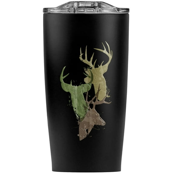Deer Heads Trio Hunting Hunter Camo Stainless Steel 20 oz Travel Tumbler, Vacuum Insulated & Double Wall with Leakproof Sliding Lid | Great for Coffee/Hot Drinks and Cold Beverages