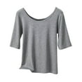 thumbnail image 2 of Guzom Fashion Womens Summer Casual Solid Color Loose Round-Neck T-Shirt for Various Occasions,Gray,Size XL, 2 of 5