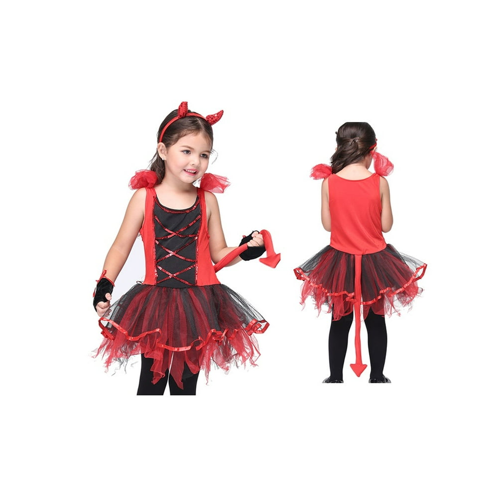 Girl's Adorable Devil Halloween Costume 2 Piece Set
