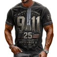 thumbnail image 4 of Xneal 911 25th Anniversary T-Shirt Short Sleeve Never Forget 911 Print Casual Black Shirts for Men Size S, 4 of 5