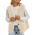 thumbnail image 6 of Aloohaidyvio Jackets Womens Fleece Vests Button Warm Sleeveless Fall Fuzzy Jackets Winter Soft Outerwear with Pockets, 6 of 7