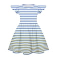 thumbnail image 3 of YOUYEDIAN Girls Midi Dress Toddler Summer Flutter Sleeve A Line Dresses Casual Print Crewneck Princess Dress (Sky Blue, 13-14 Years), 3 of 4