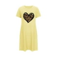 thumbnail image 4 of Sakmal Oversized Womens Nightgown Lightweight Yellow Comfy Sleep Dress Short Sleeve Short Leopard Print Crew Neck Nightgowns S-2XL, 4 of 5