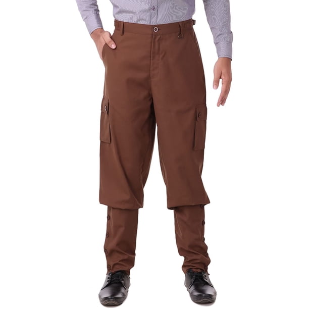 ThePirateDressing Steampunk Victorian Airship Pants – Gray Checkered C1348 For Men