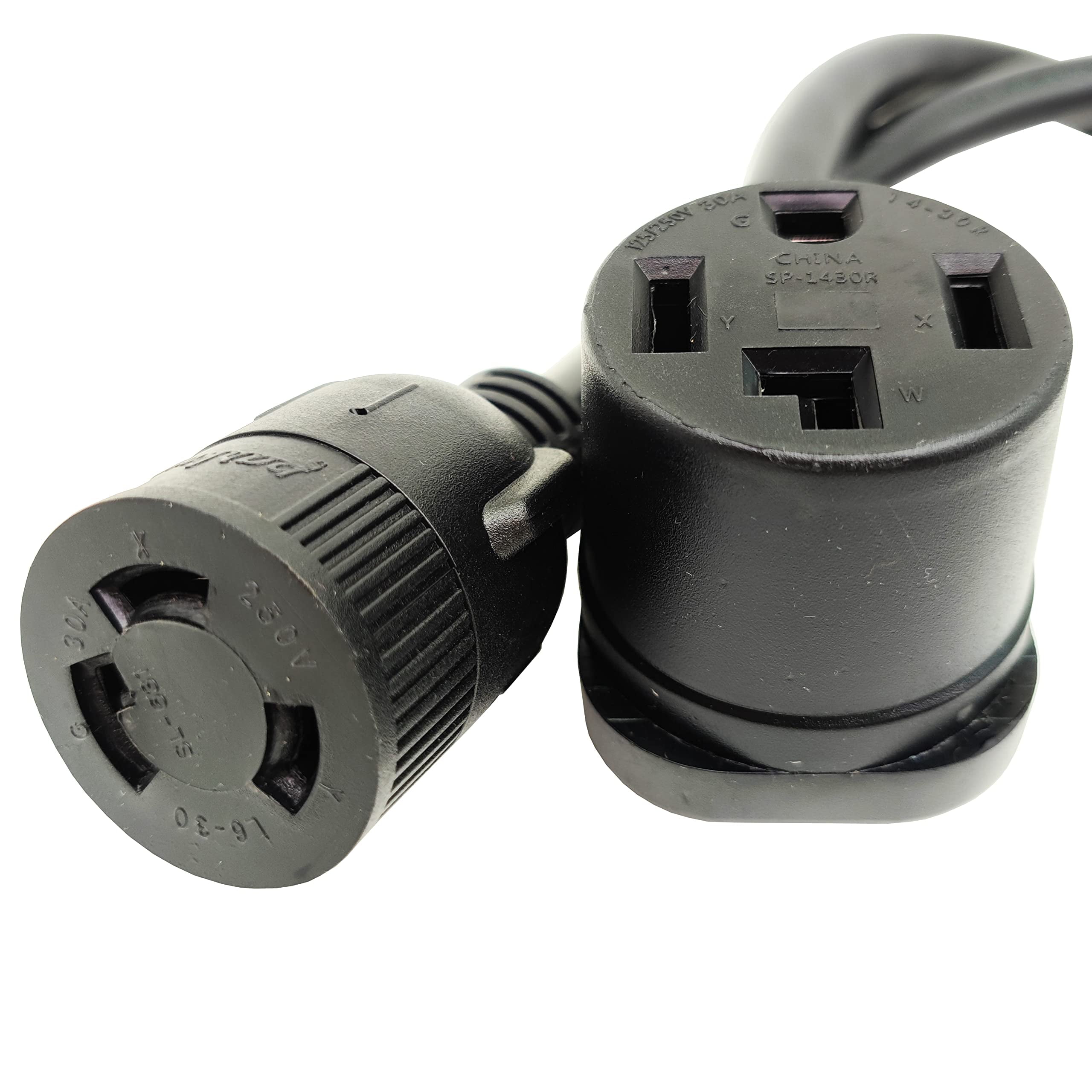 Parkworld 64316 NEMA 14-30P to L6-30R Splitter Cord, NEMA 14-30 Dryer 4-Prong Plug to Generator L6-30 Outlet and 14-30 Receptacle 3 Feet