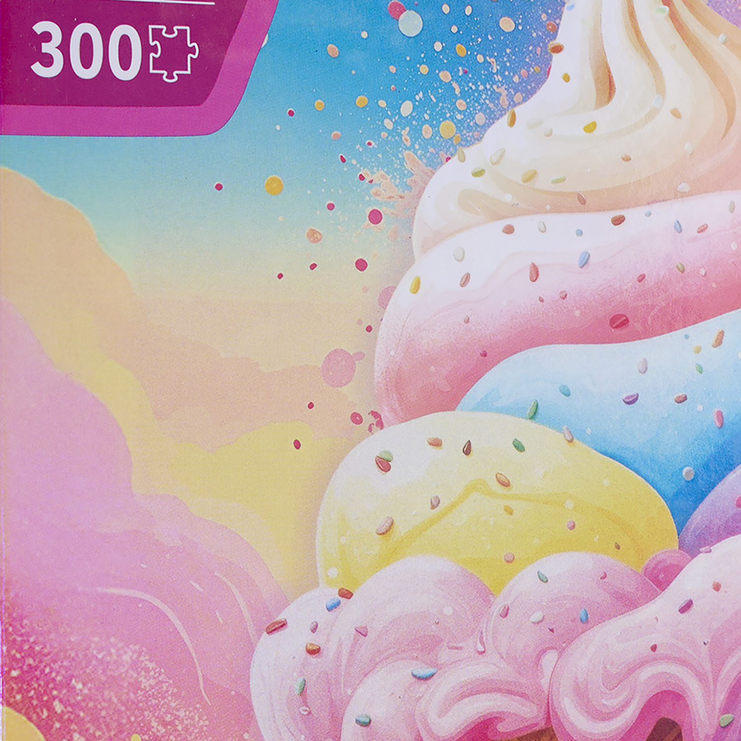 Vivid by Brea Reese: 300 Piece Puzzle - Ice Cream - Pastel Dessert Cloud Sky Scene Jigsaw, Holographic Foil, Soft-Touch Pieces, Image Reference Poster