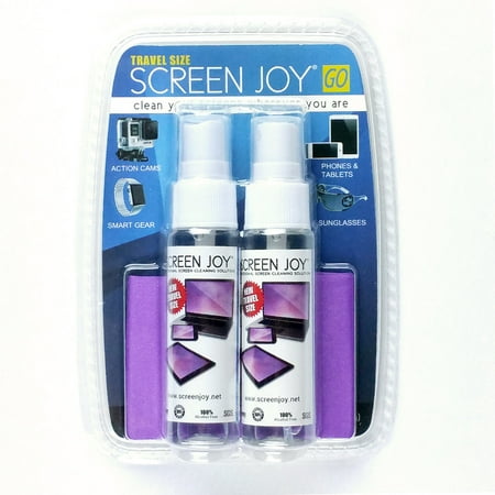 Image of Screen Joy GO - Screen Cleaner For Electronics Lenses Tablets Smartphones Eyeglasses and Sunglasses - (2) 30ml Liquid Spray Bottles And Microfiber Cloth