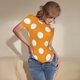 thumbnail image 3 of Balery Orange And White Polka Dot Body de cuello redondo de manga corta para mujer Tops de manga corta Tops básicos-Small, 3 of 7