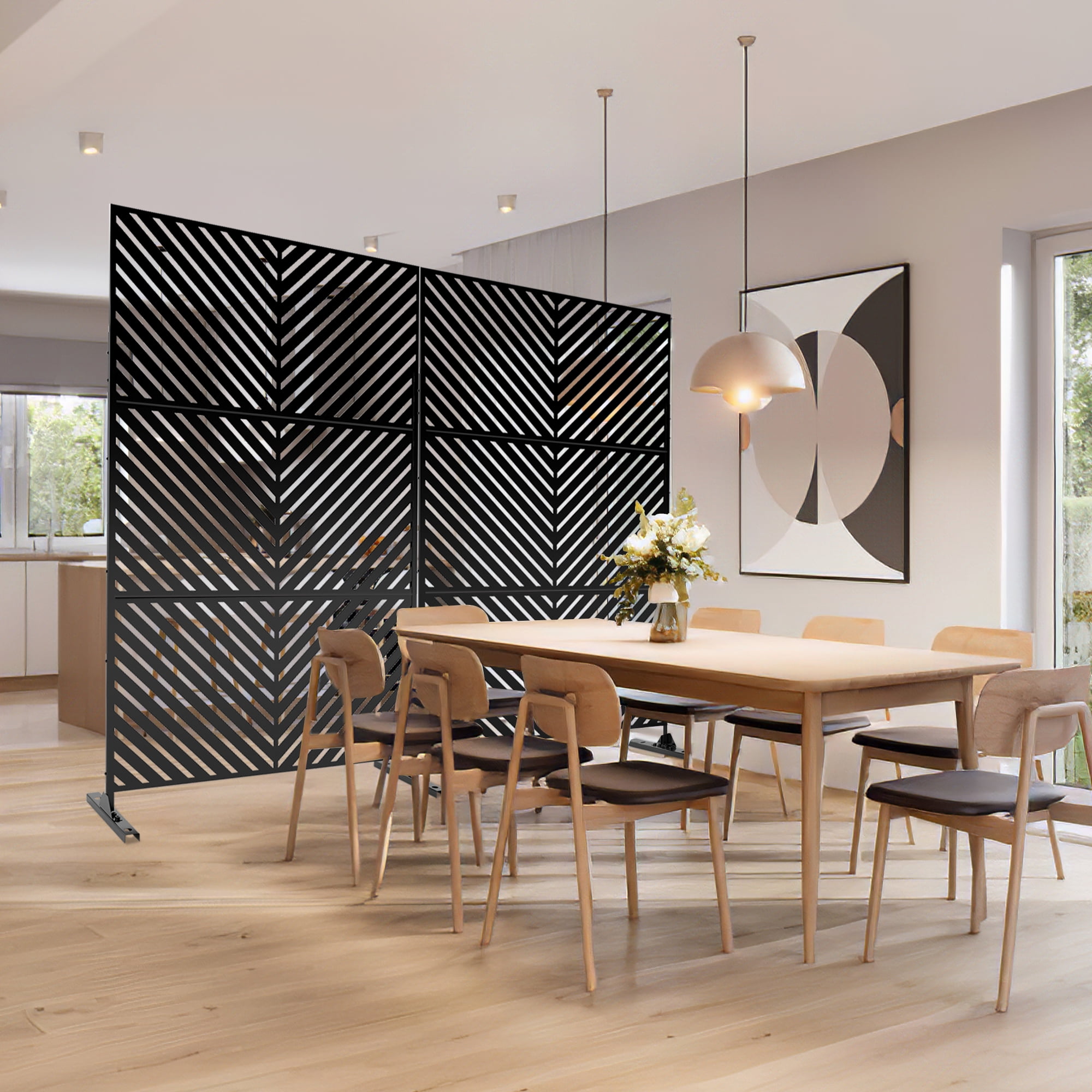MAYEERTY 76" x 47" Black Alloy-Steel Decorative Outdoor Privacy Screen