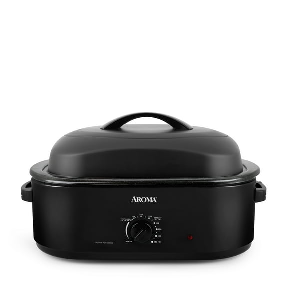 Aroma® 18Qt. Electric Roaster Oven with High Dome Lid, 8X Bonded Granite Enamel, New-Black (ART-718BH)
