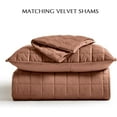 thumbnail image 5 of EVERGRACE Pearl Velvet Quilt King Size Bedding Sets, Luxurious Soft Velvet Comforter Set, Lightweight Box Stitching Oversized Bedspread Coverlet for All Season, with 2 Shams, Terracotta Clay, 5 of 8