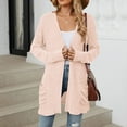 thumbnail image 5 of JUMESG Women's 2024 Fall Open Front Waffle Knit Cardigan Long Sleeve Cozy Knit Sweaters with Pockets (Pink,XL), 5 of 8