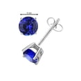 thumbnail image 2 of Mauli Jewels Ear Rings for Women 0.9 Carat 5MM Round Shape Tanzanite Earrings Carat 14k White Gold 4 Prong, 2 of 4
