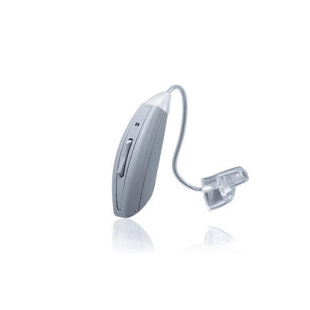 RxEars Rx7 | Bluetooth Adjustable Behind The Ear Hearing Aid | Bluetooth Water Resistant Hearing Aid Device | Available in Beige and Gray | Right, Left or Pair (Gray, Left)