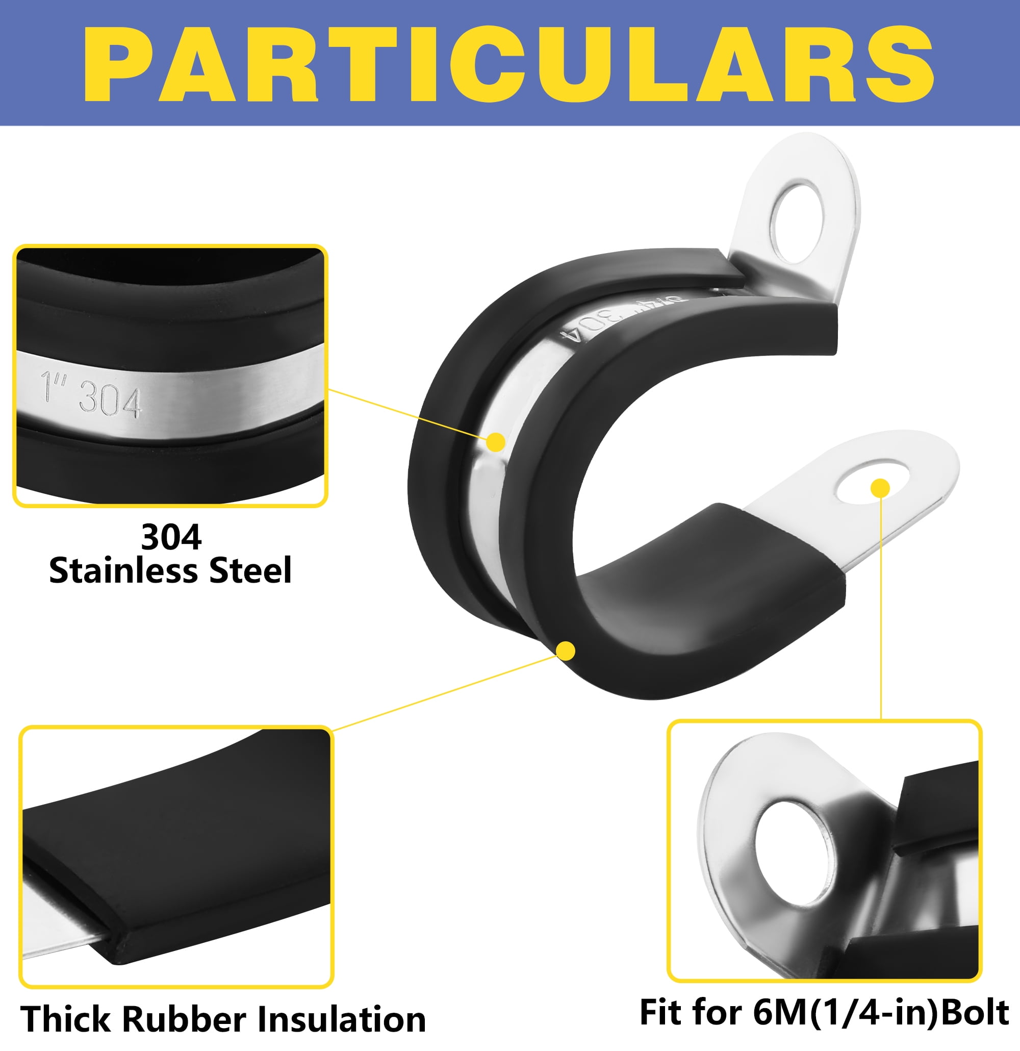 Buy 110PCS Cable Clamps Kit,10 Sizes 1/4 5/16 3/8 1/2 5/8 3/4 1 11/4 1