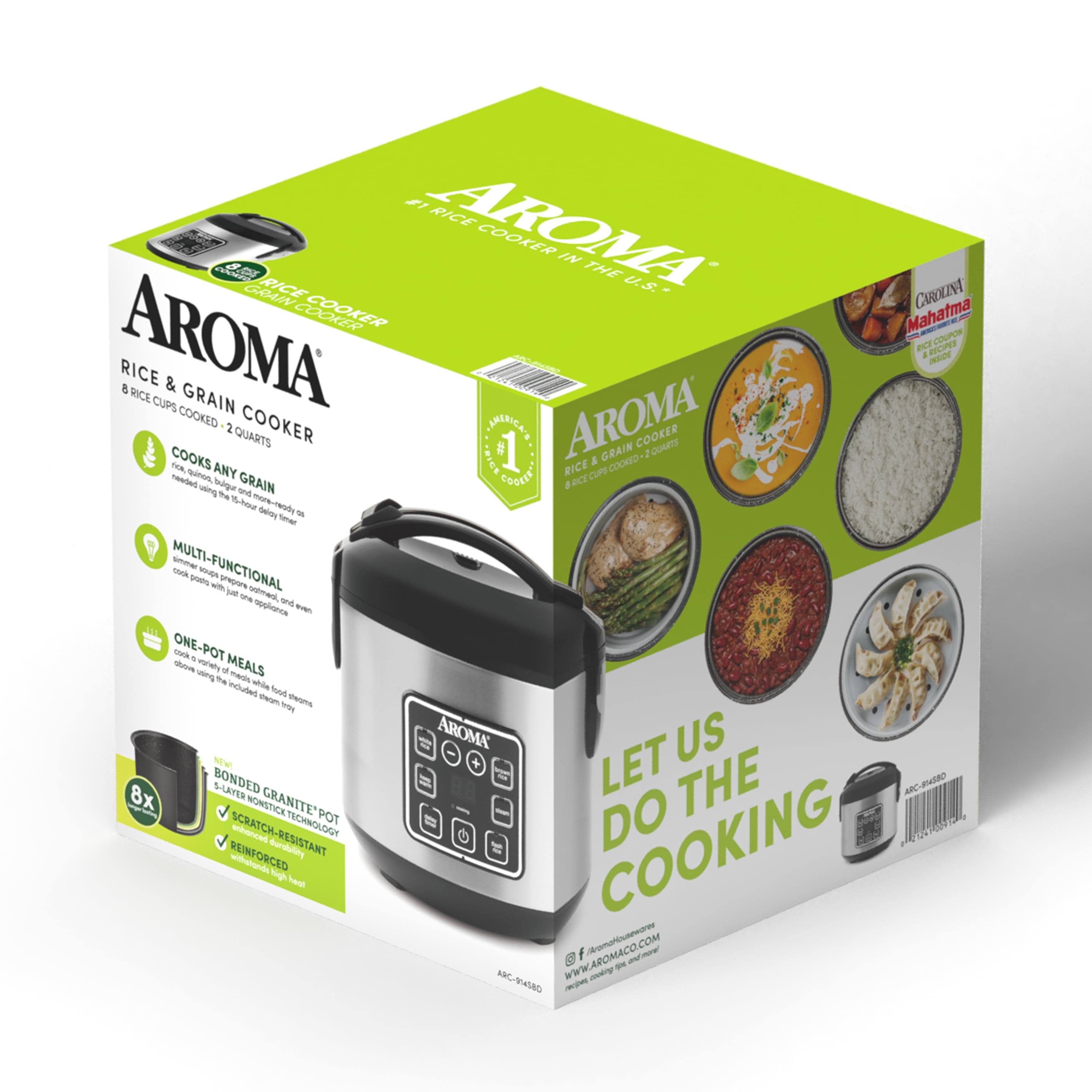 Aroma ARC-914SBD 4-Cup Digital Rice Cooker and Steamer Stainless Steel