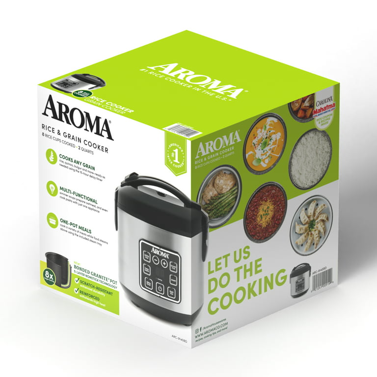 Aroma 8-Cup (Cooked) Rice & Grain Cooker, Steamer, New Bonded Granited  Coating