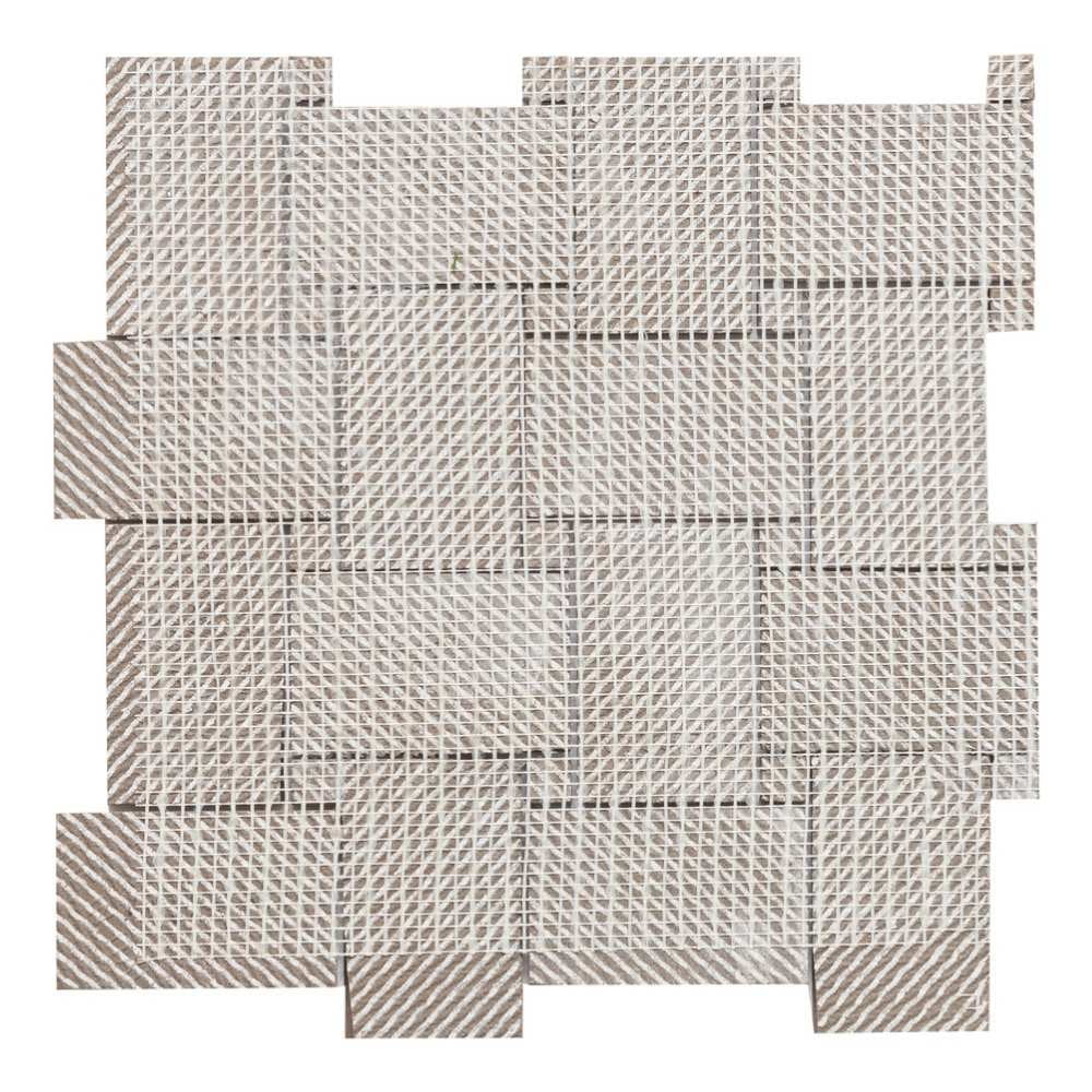 The Tile Life Wilds 2" x 4" Basketweave Bone Matte Porcelain Mosaic Floor and Wall Tile, 1 Sheet