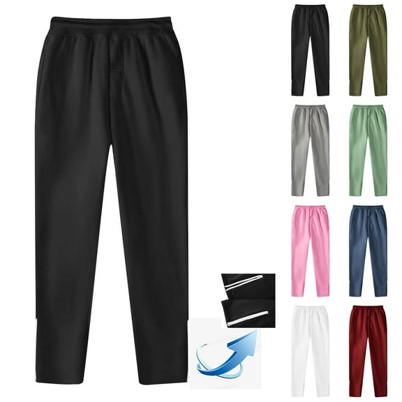 Bloomae Sweatpants for Women Elastic High Waist Straight Jogger Pants Casual Zipper Side Slit Loose Fit Wide Straight Leg Baggy Trousers with Zipper Pockets Army Green XL