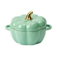 thumbnail image 3 of Cuenco de cerámica con forma de calabaza, cuenco para sopa, olla con forma de calabaza para cocinar, cazuela con asa y tapa para cocina, hogar, Acción Verde, 3 of 8
