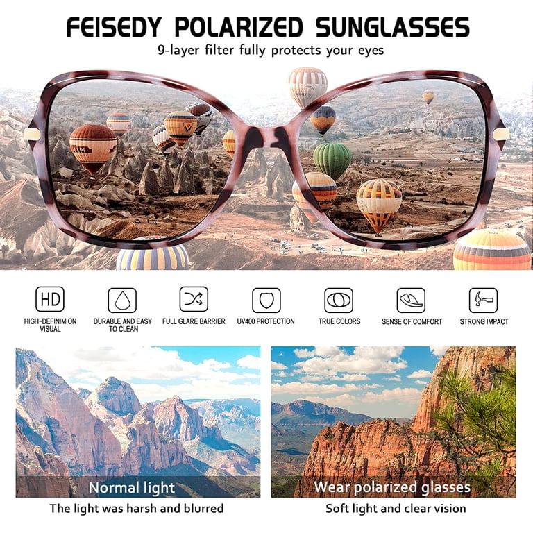 Vintage Square Polarized Sunglasses UV400 Protection Trendy Elegant for Women FEISEDY Vintage Square 70s Flat Aviator Sunglasses Women Men  main image 4