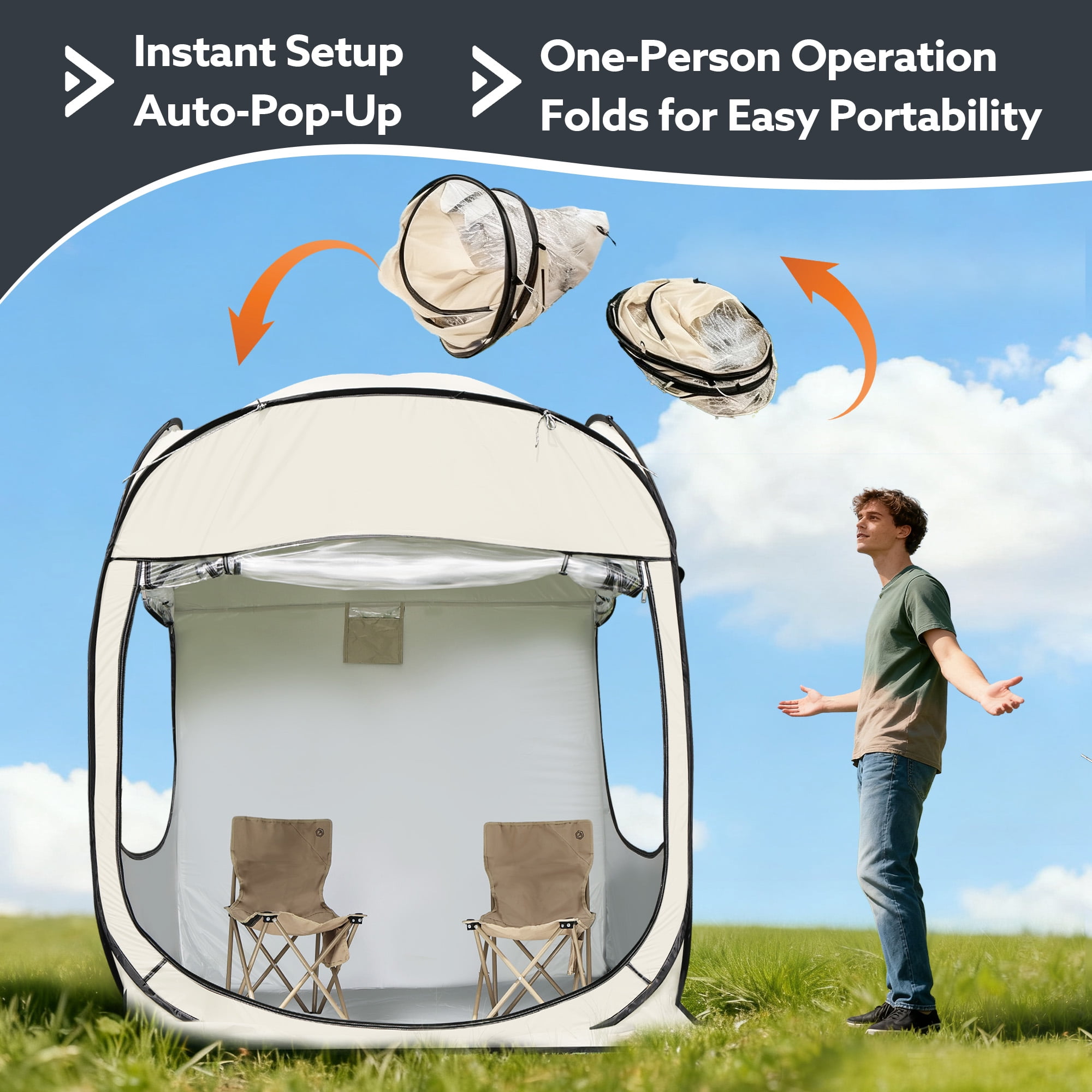 Outdoor pop-up sports tent, 59 x 59 x 67 inches transparent bubble tent, suitable for 1-3 people, portable camping tent, high visibility, suitable for sports viewing, fishing and outdoor activities