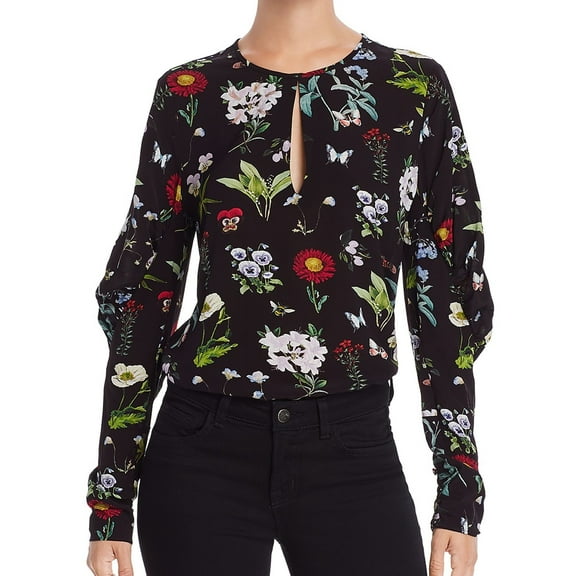 Joie Womens Liseli Pullover Blouse, Black, XX-Small