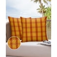 thumbnail image 6 of Pack of 2 Outdoor Pillow Covers, Orange Yellow Buffalo Check Plaid Minimalist Pattern Waterproof Square Throw Pillowcase Cushion Decorative Pillow Covers for Couch Patio Tent, 18x18 in, 6 of 6