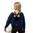 thumbnail image 5 of Girls Shirts Short Sleeve Athletic Shirts Open Back Tops Active Sports Tshirts Yoga Workout Crop Tees 4-14 Years Shirts for Teens, 5 of 8