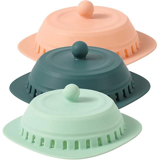 Set of 3 Silica Gel Shower Drain Plugs - Anti-clogging - Sink Filter - For Shower Tub Kitchen Bathroom