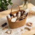 thumbnail image 5 of Handwoven Plastic Beach Tote Bag, Khaki Summer Handbag, 11.81 x 11.02 x 1.57 Inches, 5 of 7