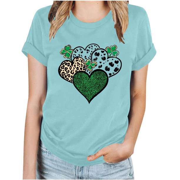 Camisetas de Manga Corta para las Mujeres de Moda Imprimir Cuello Redondo Camiseta, Mezcla de Poliéster Ligero para Primavera Verano Otoño